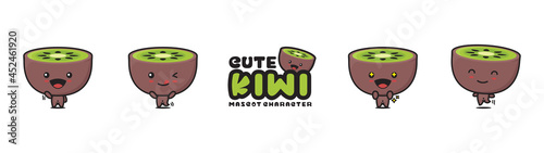cute kiwi mascot, with different facial expressions and poses