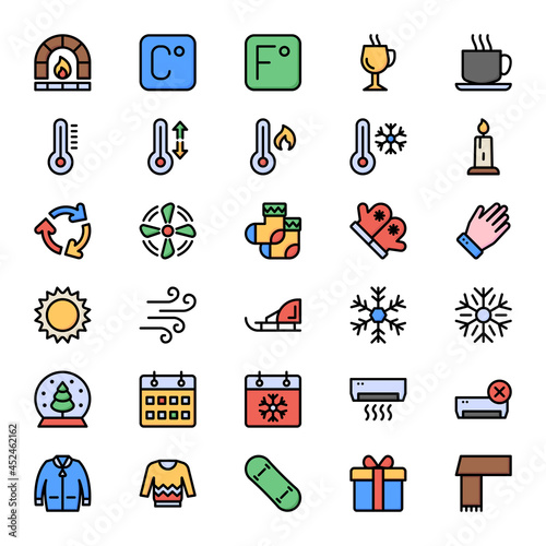 winter icons set for holidays.