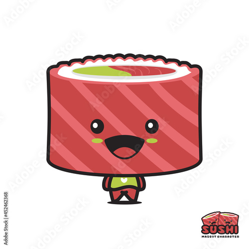cute sushi mascot, japanese cuisine cartoon illustration