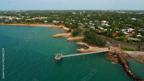 Landing Stage At The Foreshore Of NightCliff Suburb, Darwin City In Northern Territory Of Australia. aerial photo