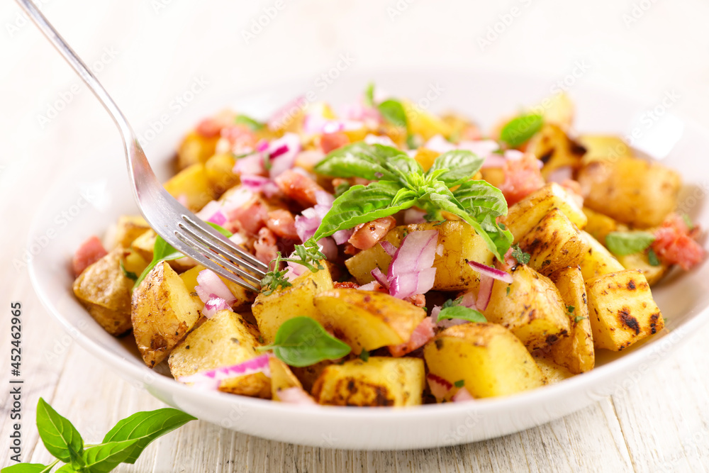 grilled potato with bacon and onion grilled potato with bacon and onion