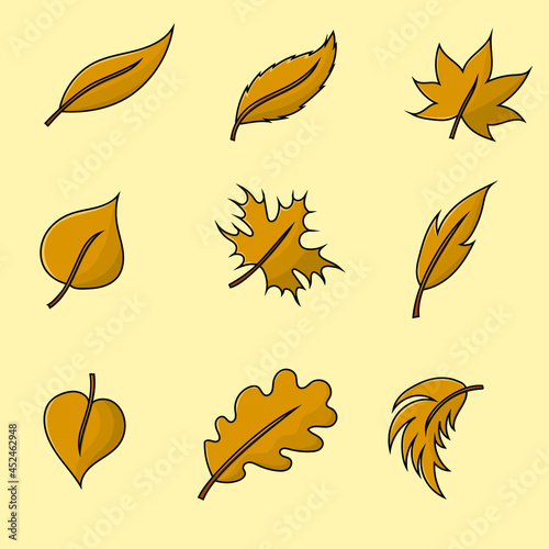 Dried leaves isolated vector illustration. orange leaf design element used for summer and autumn design poster, banner, flyer