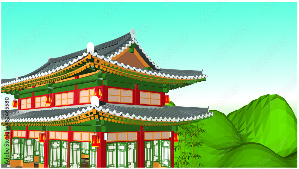 Obraz premium chinese temple in the sky