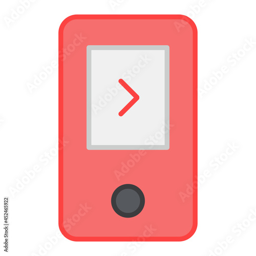 A flat design icon of portable music player