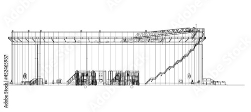 Large oil tank with floating roof. Vector