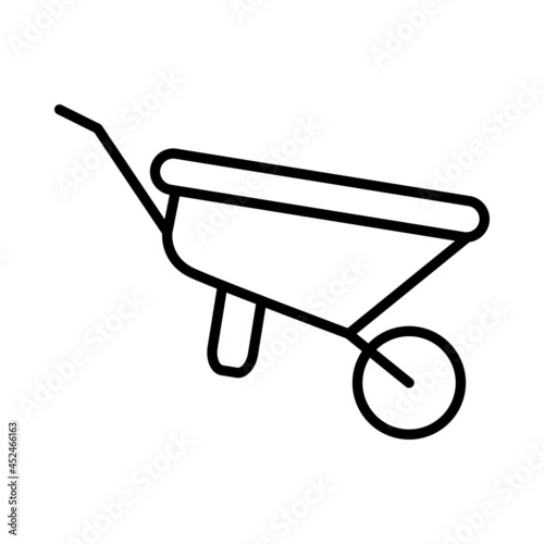 Wheel Barrow Vector Line Icon Design