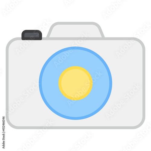 A photographic equipment icon, flat design of camera