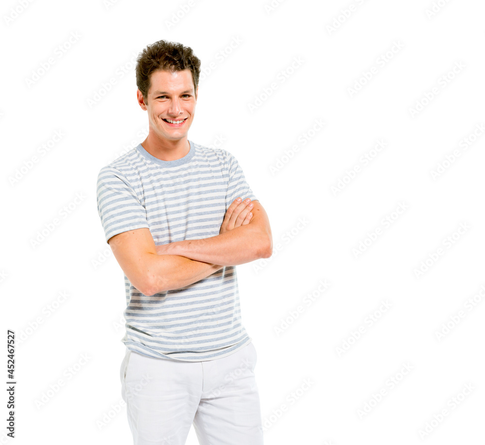 Young Confident Man with Arms Crossed Standing Looking at Camera Young Confident Man with Arms Crossed Standing Looking at Camera