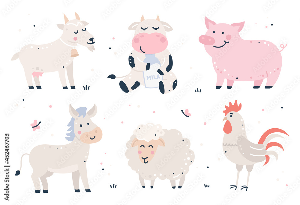 Farm animals childish set. Farm animals childish set.