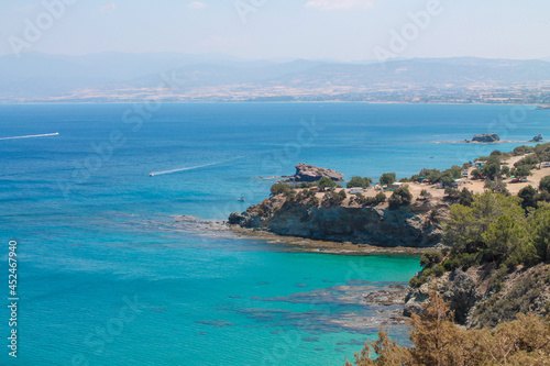 Fototapeta Naklejka Na Ścianę i Meble -  top view of the Mediterranean Sea. Seascape with turquoise clear water