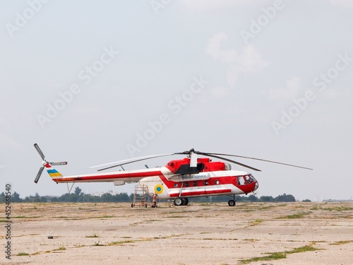 Fire and rescue helicopter at the airport