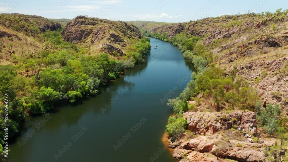 Long River On Forest Valleys Of Litchfield National Park In Northern Territory, Australia. - Aerial Shot
