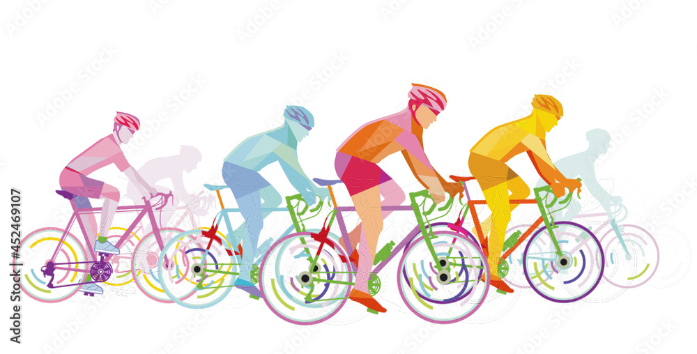 Fototapeta premium Fahradrennen mit einer Gruppe von Radfahrern
