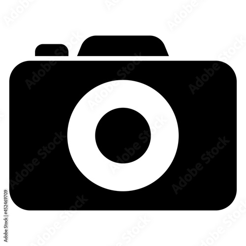 A photographic equipment icon, solid design of camera