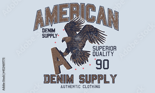 American eagle denim supply vintage vector t shirt design. 