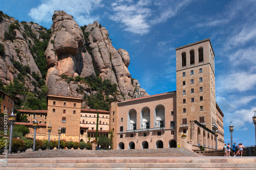 Virgin of Montserrat Abbey near Barcelona, Spain. Catalonia famous monument.