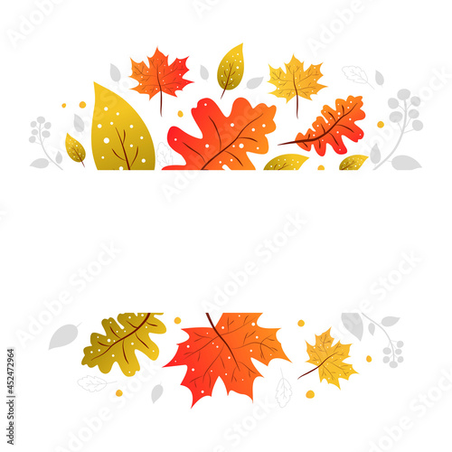 Autumn. Vector background of autumn leaves, branches and berries. Background for textile or book covers, manufacturing, wallpapers, print, gift wrap and scrapbooking
