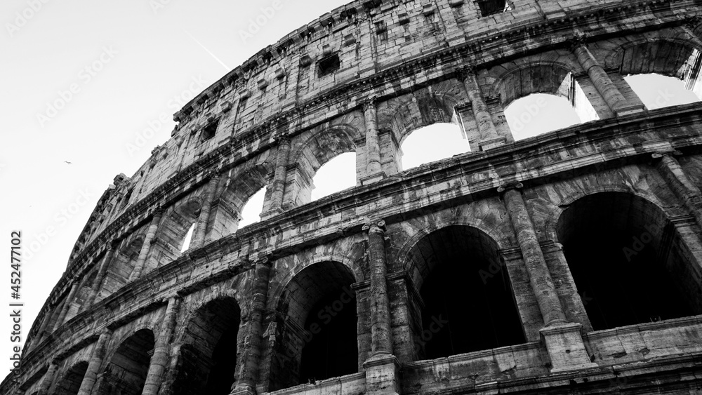 Black and white Colosseum in Rome