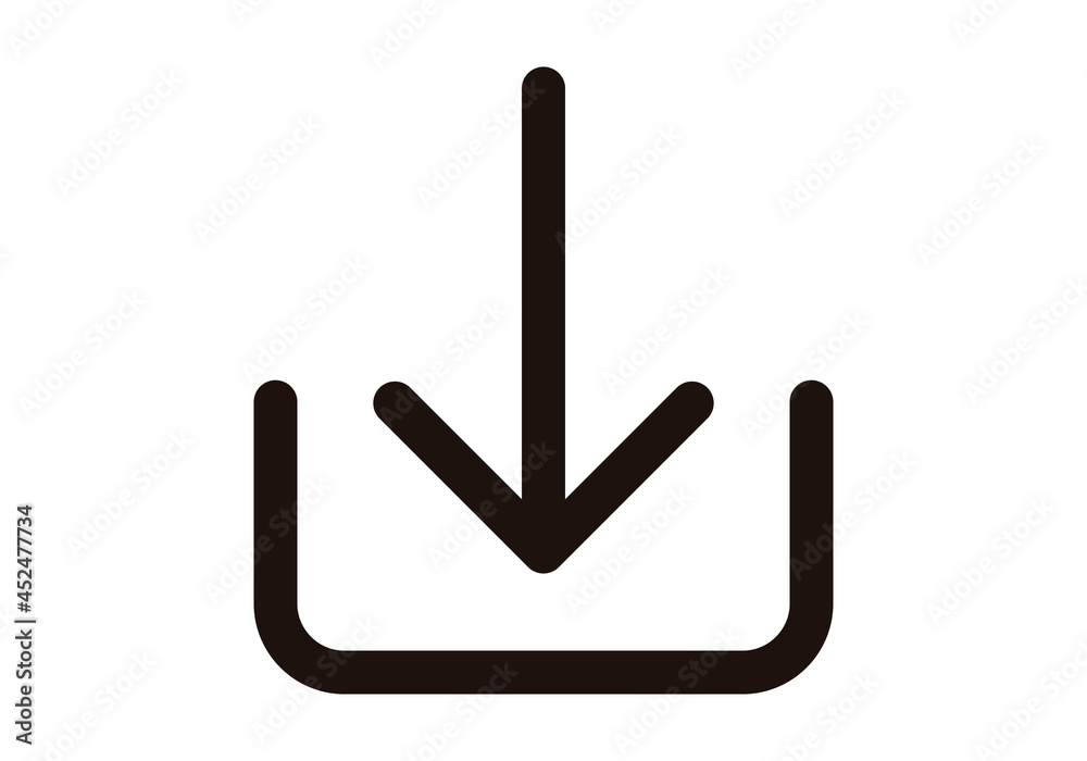 Icono negro de descargar archivo en fondo blanco. Icono negro de descargar archivo en fondo blanco.