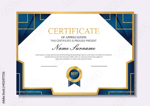 Certificate of appreciation template, simple and elegant design