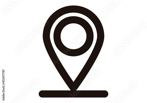 Icono negro de marcador de mapa en fondo blanco.
