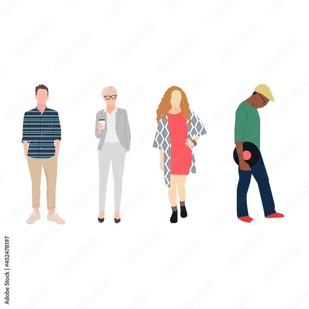 Fototapeta premium Illustrated diverse casual people