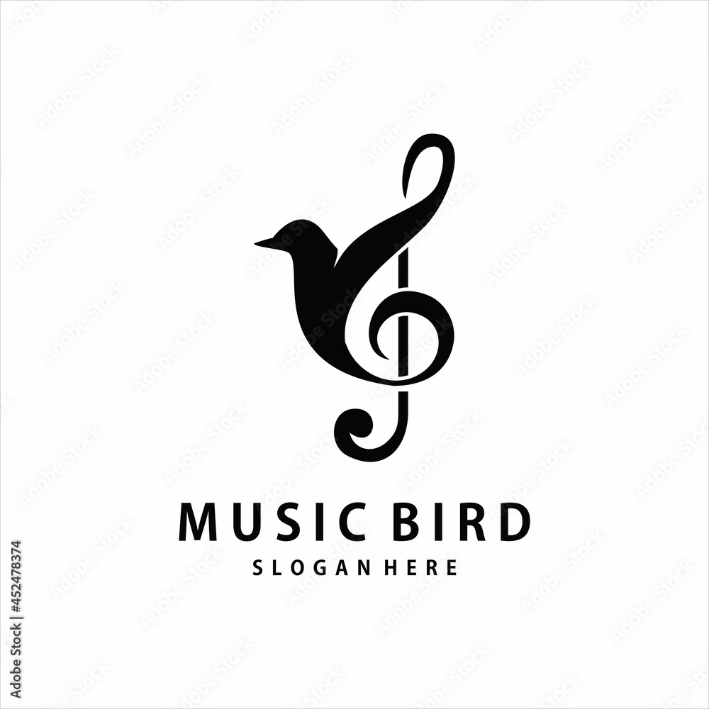 Fototapeta premium notes music and bird logo vector icon illustration design.