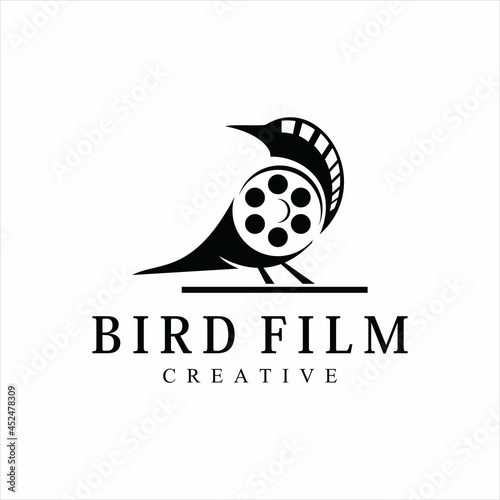 Bird with Film Equipments. Good logo design for Movie Maker