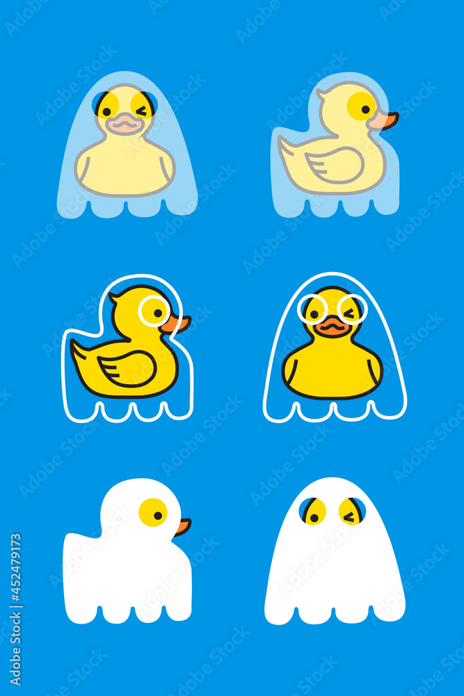 Yellow ducks ghost Halloween cute spooky character Yellow ducks ghost Halloween cute spooky character