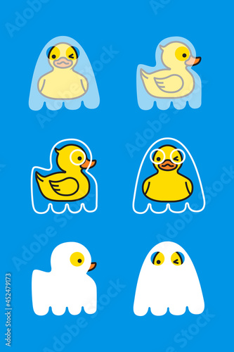 Yellow ducks ghost Halloween cute spooky character