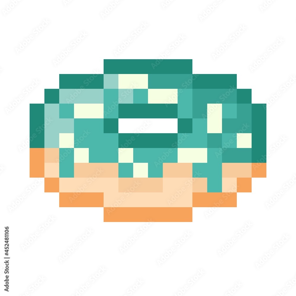 Donut pixel art. Vector illustration. Donut pixel art. Vector illustration.