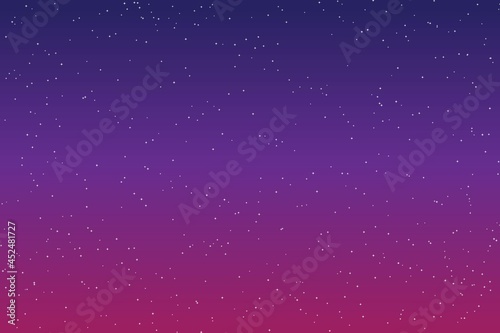 Sky and stars background. Blue and purple space background. The twinkling sky. Vector background.