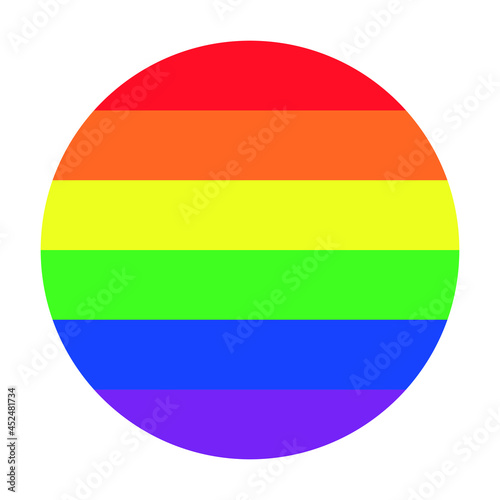 Circle gay vector flag or LGBT pride badge flag sign isolated. Gay culture symbol. Homosexual pride. Lesbian sign. Transsexual flag. Human rights and freedom. Urban culture.