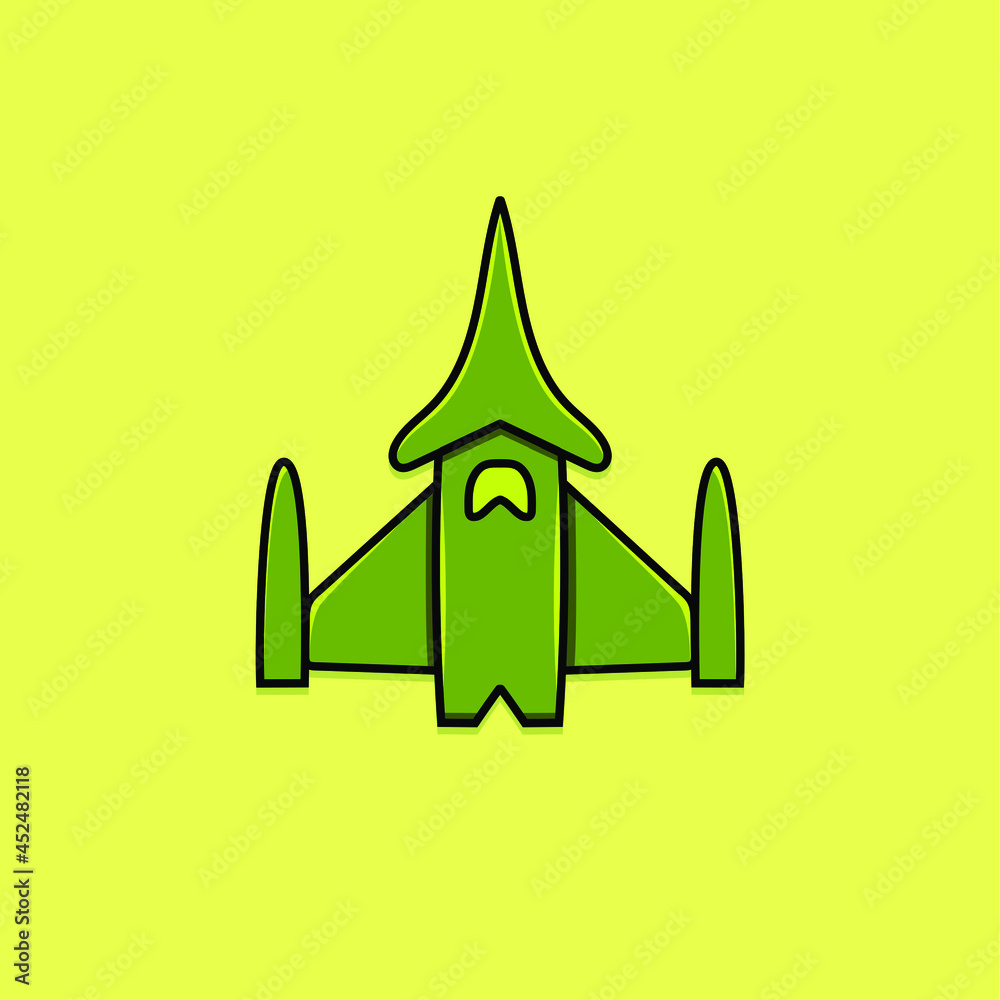 Military jet airplane isolated vector illustration with cartoon style from above angle top view. element design for air force poster, banner, icon, symbol