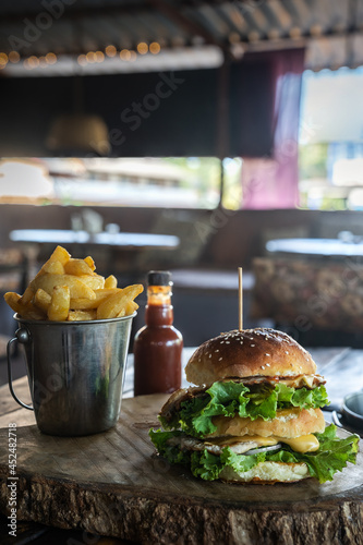 burger and fries