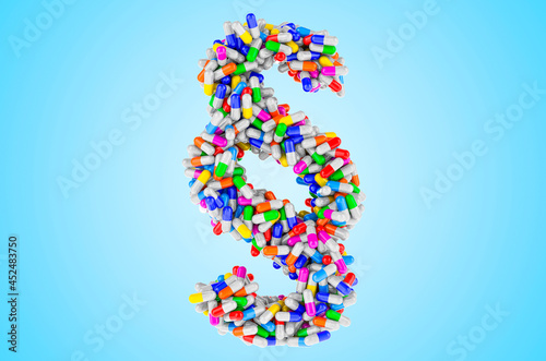 Paragraph  section symbol from medicine capsules  pills. 3D rendering