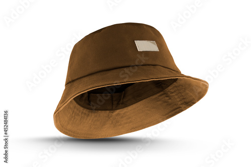 brown bucket hat isolated on a white background 