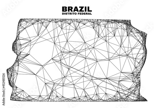 carcass irregular mesh Brazil Distrito Federal map. Abstract lines are combined into Brazil Distrito Federal map. Wire carcass 2D network in vector format.