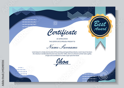 Certificate of appreciation template, simple and elegant design