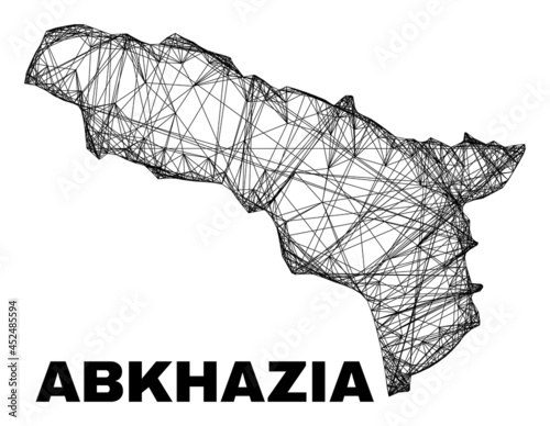 Network irregular mesh Abkhazia map. Abstract lines are combined into Abkhazia map. Wire carcass 2D net in vector format. Vector carcass is created for Abkhazia map using crossing random lines.