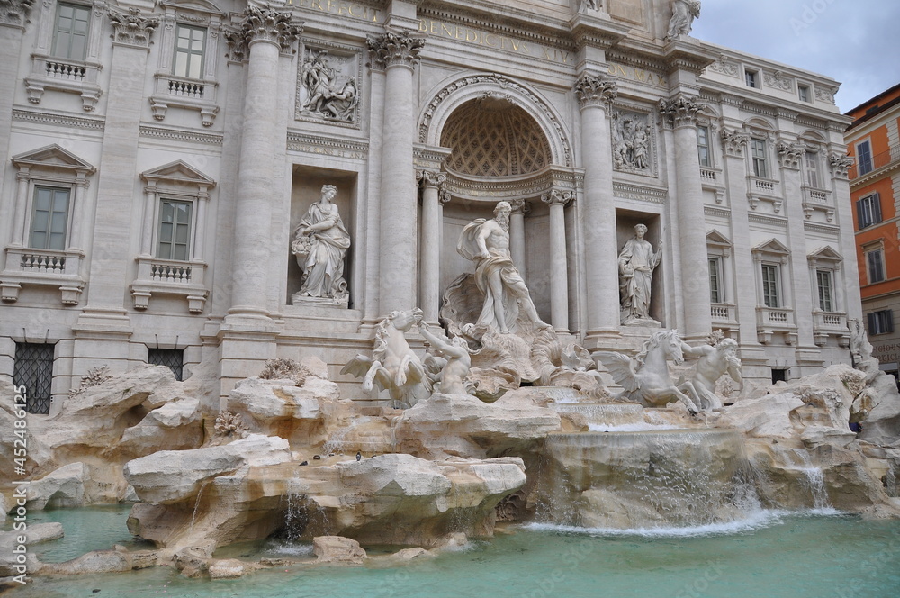 Amazing view of Rome Trevi Fountain (Fontana di Trevi) in Rome, Italy