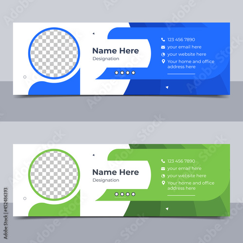 Email signature template design or email footer and personal social media cover with editable text
