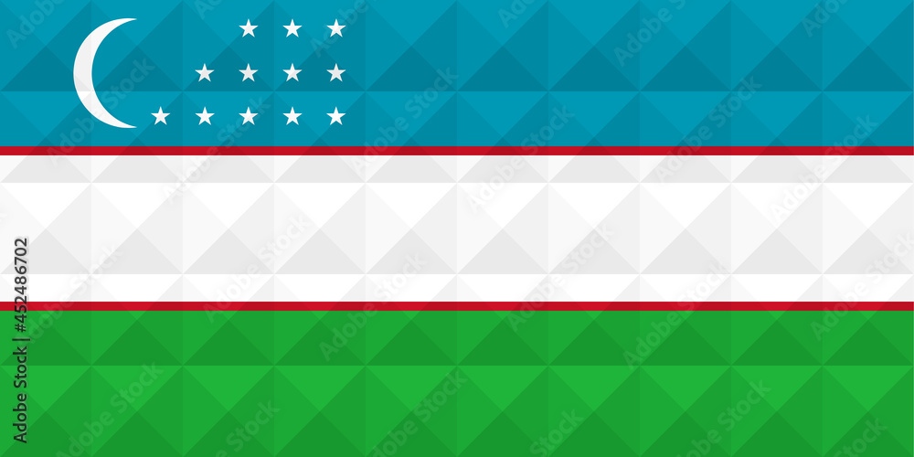 Artistic flag of Uzbekistan with 3d geometric wave concept art design. Correct Proportion. No opacity effect. Eps (vector) and JPEG (high resolution) format in zip file. Artistic flag of Uzbekistan with 3d geometric wave concept art design. Correct Proportion. No opacity effect. Eps (vector) and JPEG (high resolution) format in zip file.