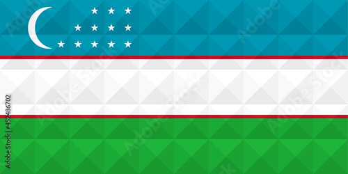 Artistic flag of Uzbekistan with 3d geometric wave concept art design. Correct Proportion. No opacity effect. Eps (vector) and JPEG (high resolution) format in zip file.