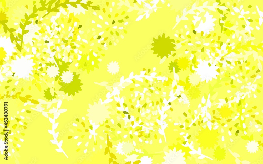Light Green, Yellow vector abstract background with flowers