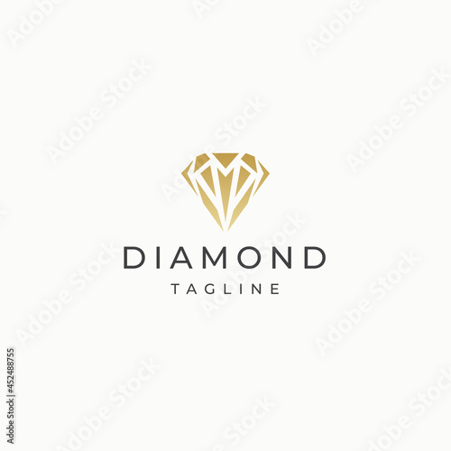 Luxurious diamond stone logo icon design template flat vector