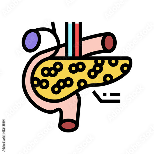 pancreas endocrinology color icon vector. pancreas endocrinology sign. isolated symbol illustration