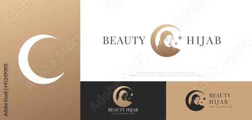 Islamic woman wearing hijab logo design