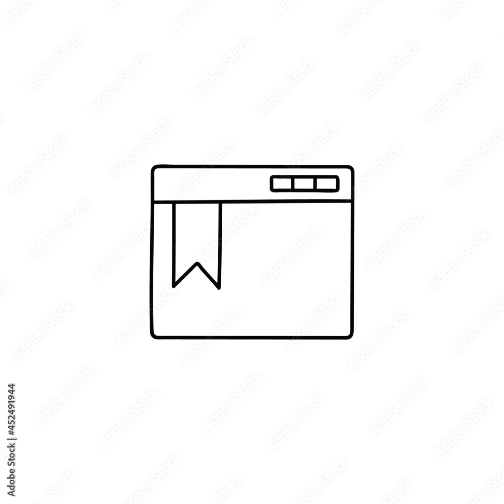 Website Bookmark icon in flat black line style, isolated on white background Website Bookmark icon in flat black line style, isolated on white background