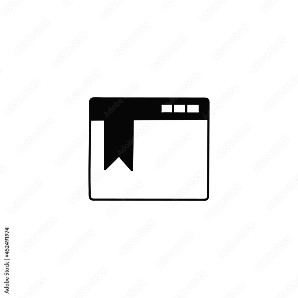Website Bookmark icon in solid black flat shape glyph icon, isolated on white background 